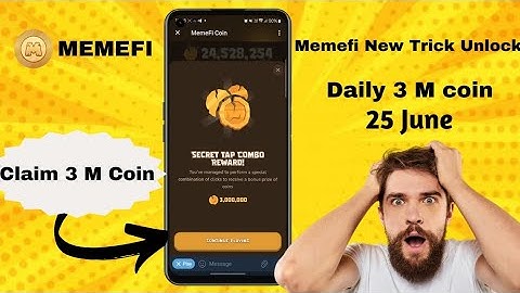 Memefi 25 June 3M Combo Card Live Calim, memefi combo card, memefi 3000000 coin