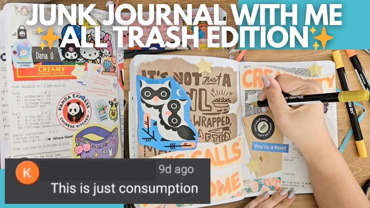 Is junk journaling just consumption? 🤔 Make a full trash junk journal spread with me ✨️📝