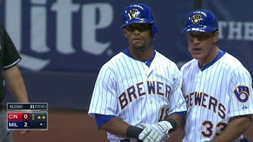 CIN@MIL: Davis drives an RBI single to left center