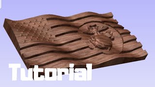 How to create a wavy wooden American Flag with an emblem for a CNC machine using Vectric Aspire