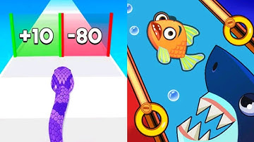 Snake Run Race vs Save The Fish Satisfying ASMR Gameplay (Android,ios) (New Update)