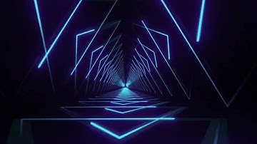 Abstract Neon Tunnel Geometric Shapes With Blue Neon VJ Lo