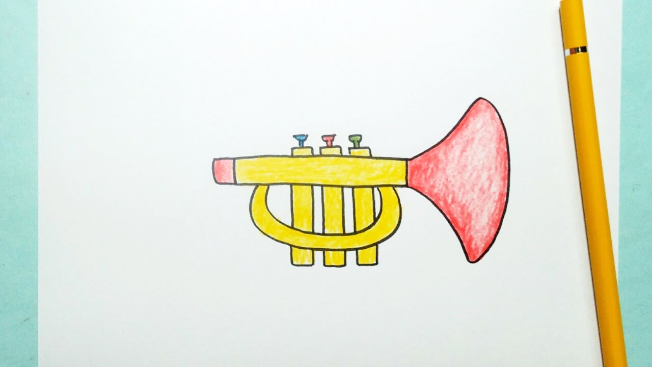 オリジナル自作絵 絵画 sawatari_doodles【Trumpet】 Drawing Music Instrument Drawing Trumpet - YouTube