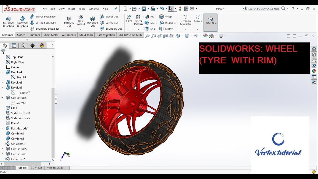 SOLIDWORKS WHEEL DESIGN (TYRE WITH RIM) YouTube