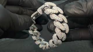 Massive 3D Sterling Silver VVS Moissanite Cuban Bracelet