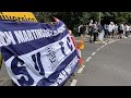 Southend United Fans protest outside Ron Martins home