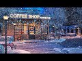 Snow Night Jazz with Winter Coffee Shop Ambience with Relaxing Jazz Music For Sleep, Work, Study