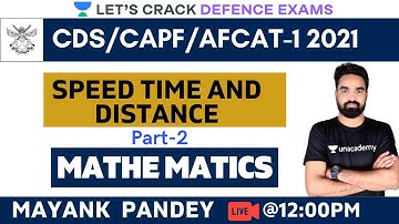 Speed Time & Distance (Part-2) |  Mathematics | Target CDS/CAPF/AFCAT-1 2021| Mayank Pandey