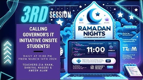 3rd Live Session | "Ramadan Coding Night" | Governor Sindh IT Course