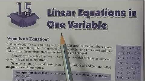Linear equations in one variable:  Exercise 15A /Class 6/Mathematics/ ICSE