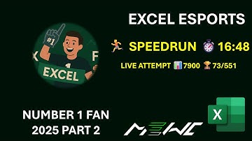 Excel Esports: Number 1 Fan 2025 Part 2 Speedrun in ⏱️ 16:48 and Live Attempt 📊 7900