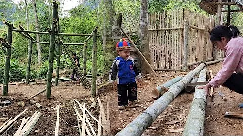 How to build  Bamboo Shelter in deep Forest | single mom inspiring story #bamboosheter🏡💪✨