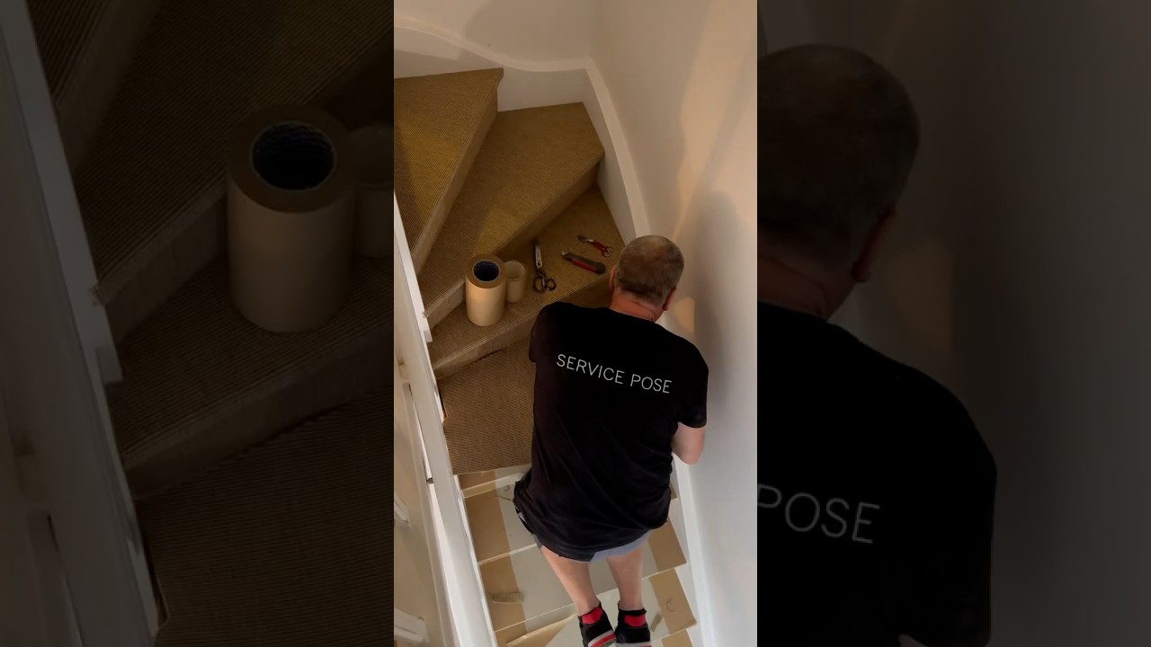 La pose d’une moquette en escalier sublimée par nos poseurs !🤩 #renovation #escalier #reno #travaux