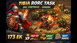 Celebrity Tibia Bounty Task | Rorc Hunt (Orc Fortress, Venore) | 173 EK | Route, XP, Loot Net Worth