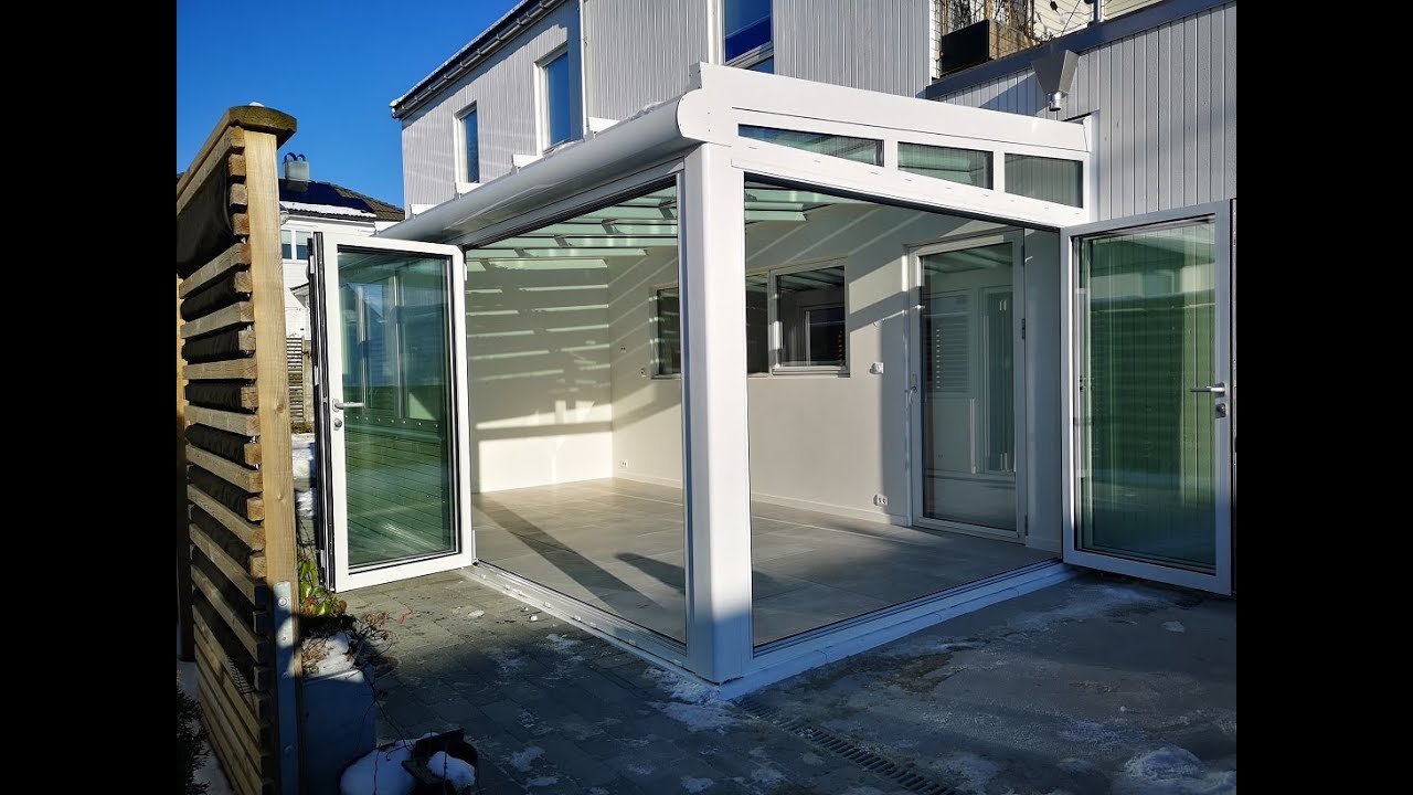Bygging av en isolert vinterhage med foldedører. Fully insulated winter garden, conservatory.