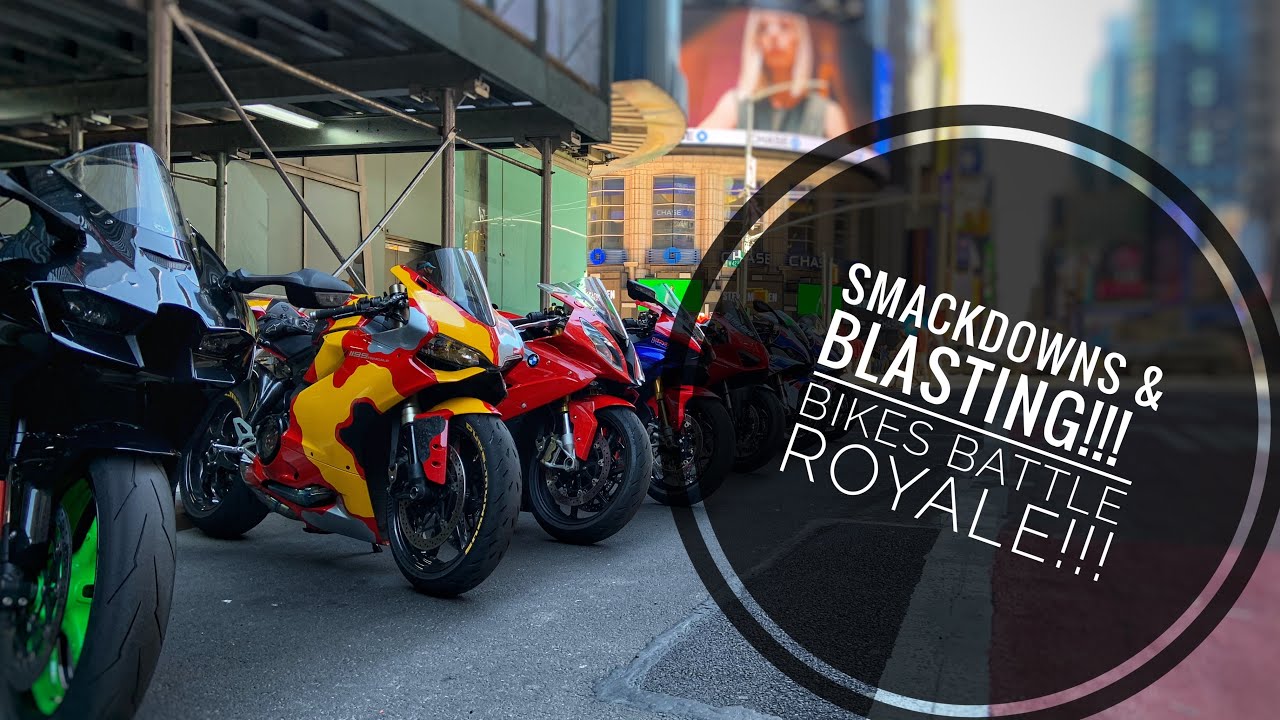 SMACKDOWNS & BLASTING!!! S1000RR vs CBR1000RRRSP vs DUCATI V2 vs ZX10R