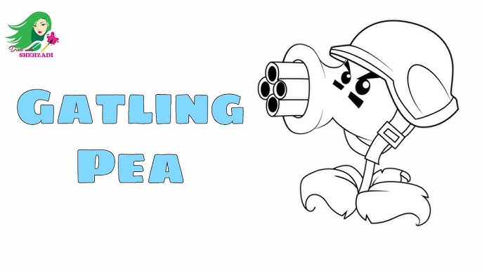 How To Draw Gatling Pea From Plants Vs Zombies Plants Vs Zombies Gatling Pea Youtube