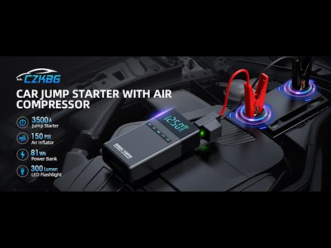 Portable Air Compressor For Car With Jumper Cables
