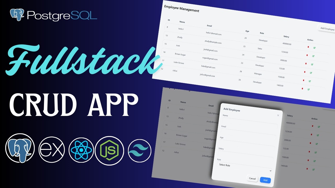 Build a CRUD App Using PostgreSQL, Express JS, React JS, Node JS | PERN ...