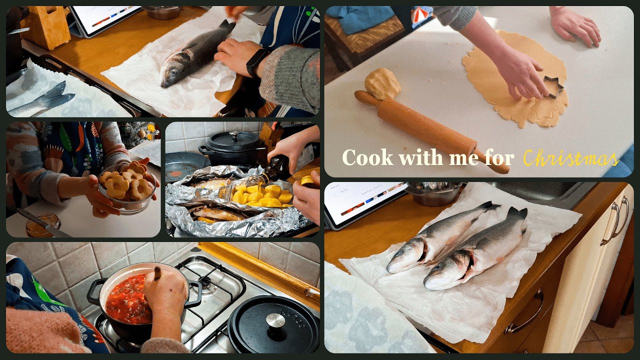 Frohe Weihnachten! Wir kochen Wolfsbarsch mit Kartoffeln, Salat und Butterkekse *christmas cooking*