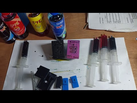 Como encher hp 678 tinta de cor tri cartucho e preto