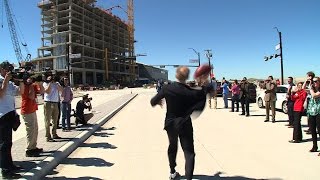 Watch Roger Staubach throw a hail mary to Drew Pearson at The Star in Frisco