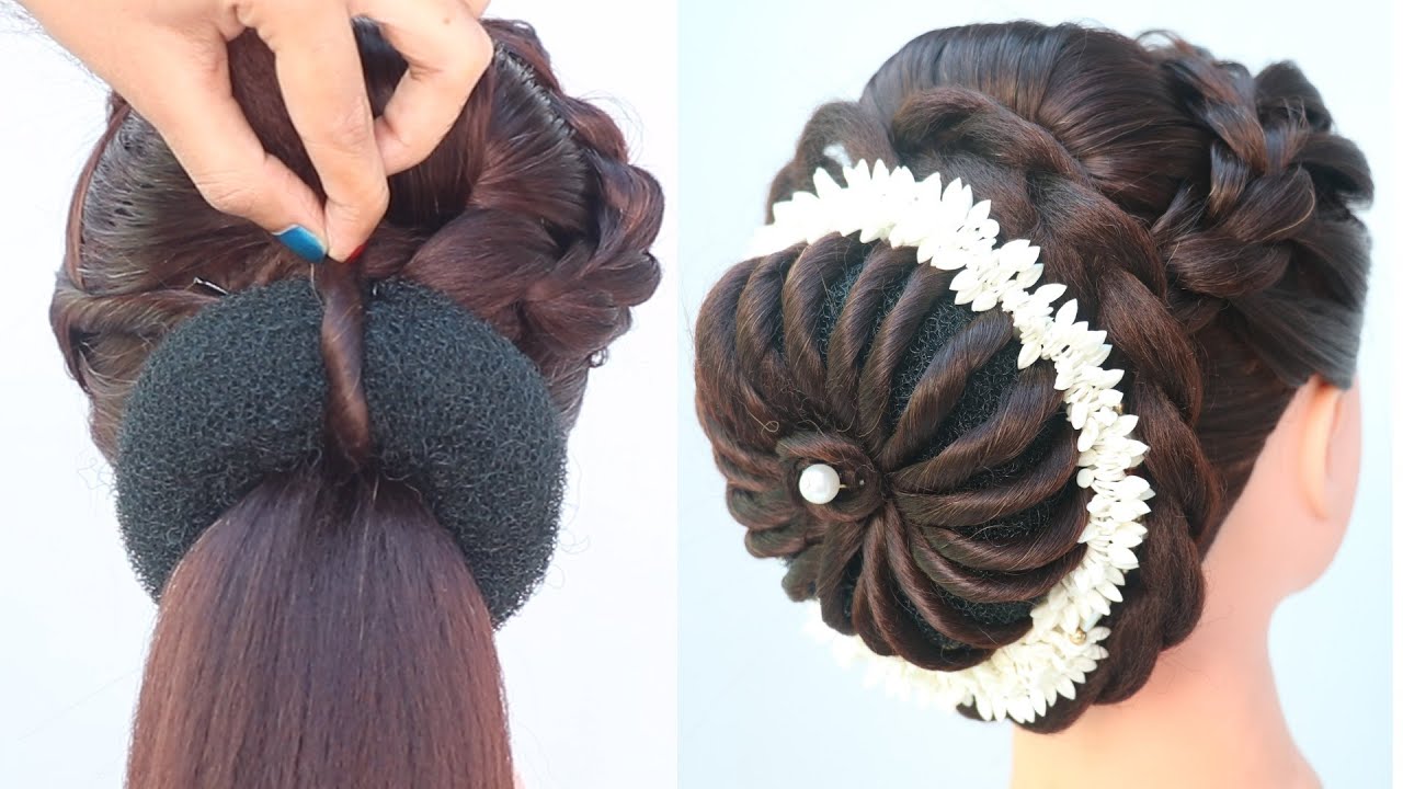 gorgeous bridal hairstyle in 5 minute  juda hairstyle  simple hairstyle   hairstyles for girls  YouTube