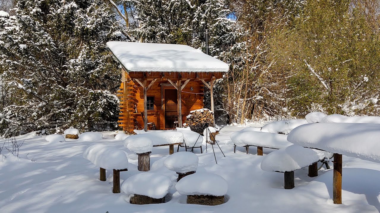 WINTER LIFE AT OUR WOODS & COZY OFF GRID CABIN - YouTube