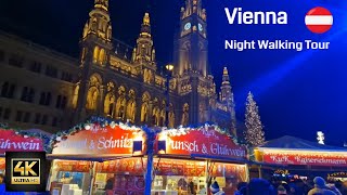 Vienna City Walking Tour 4K 60FPS - Christmas Eve