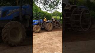 cage wheels tractor shifting in main road