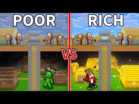 JJ and Mikey: POOR vs RICH Underground Village Battle in Minecraft...