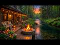 Calm Evening Forest Cabin Porch Flowing River Fire Crackling Birdsong For Sleep Calm Evening Forest Cabin Porch Flowing River Fire Crackling Birdsong For Sleep