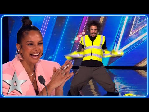 HILARIOUS HI-VIS STRIPTEASE leaves Simon baffled! | Auditions | BGT