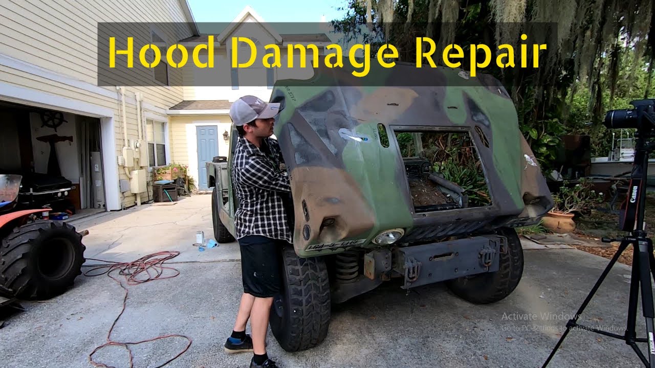 HMMWV Hood Repair And Body Work How to fix hood cracks YouTube