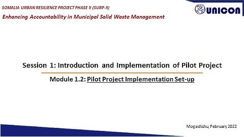 Module 1.2: Pilot Project Implementation Set-up