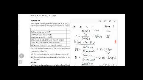 Marginal costing[Key Factor/Limiting Factor] Lecture-2 (M.com, ICWA, CA, CS)