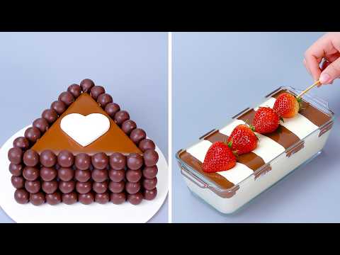🤍💖So Tasty Dark & White Chocolate Cake With Milk Cream Recipes |My Favorite Cake Decoration Ideas