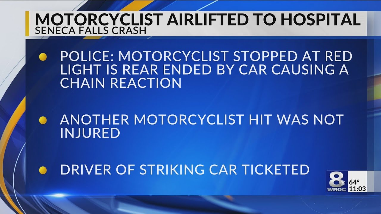 Motorcyclist airlifted to hospital after Seneca Falls crash - YouTube