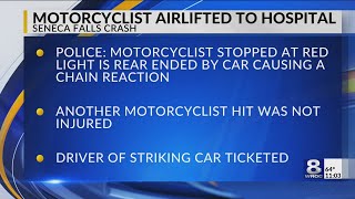 Motorcyclist airlifted to hospital after Seneca Falls crash