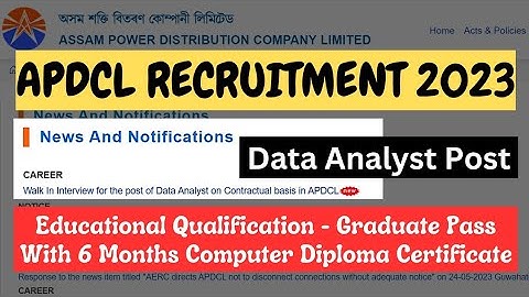 APDCL Recruitment 2023 Data Analyst Post | Data Analyst Post APDCL Recruitment 2023 @getupdatedrm