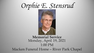Orphie E. Stensrud Memorial Service