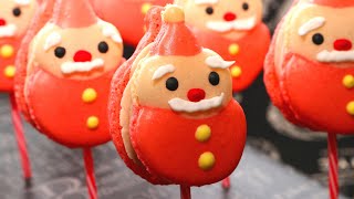 【クリスマス】サンタ ロリポップマカロン 作り方（フレンチメレンゲ）Macaron Lollipops ( Santa Claus ) Recipe｜パンダワンタン #WithMe