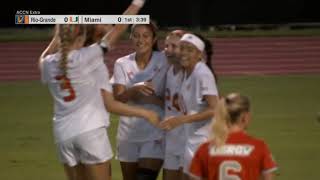Miami's Morgan Asmussen scores a goal against UT-RGV after mistaken clearance