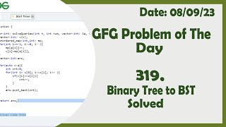 Binary Tree to BST || C++ || GFG Daily Problem