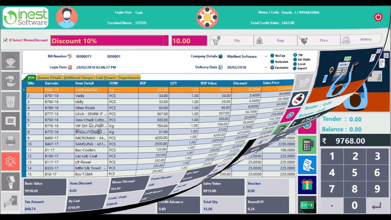 WinNest Software Multi Language Billing Software