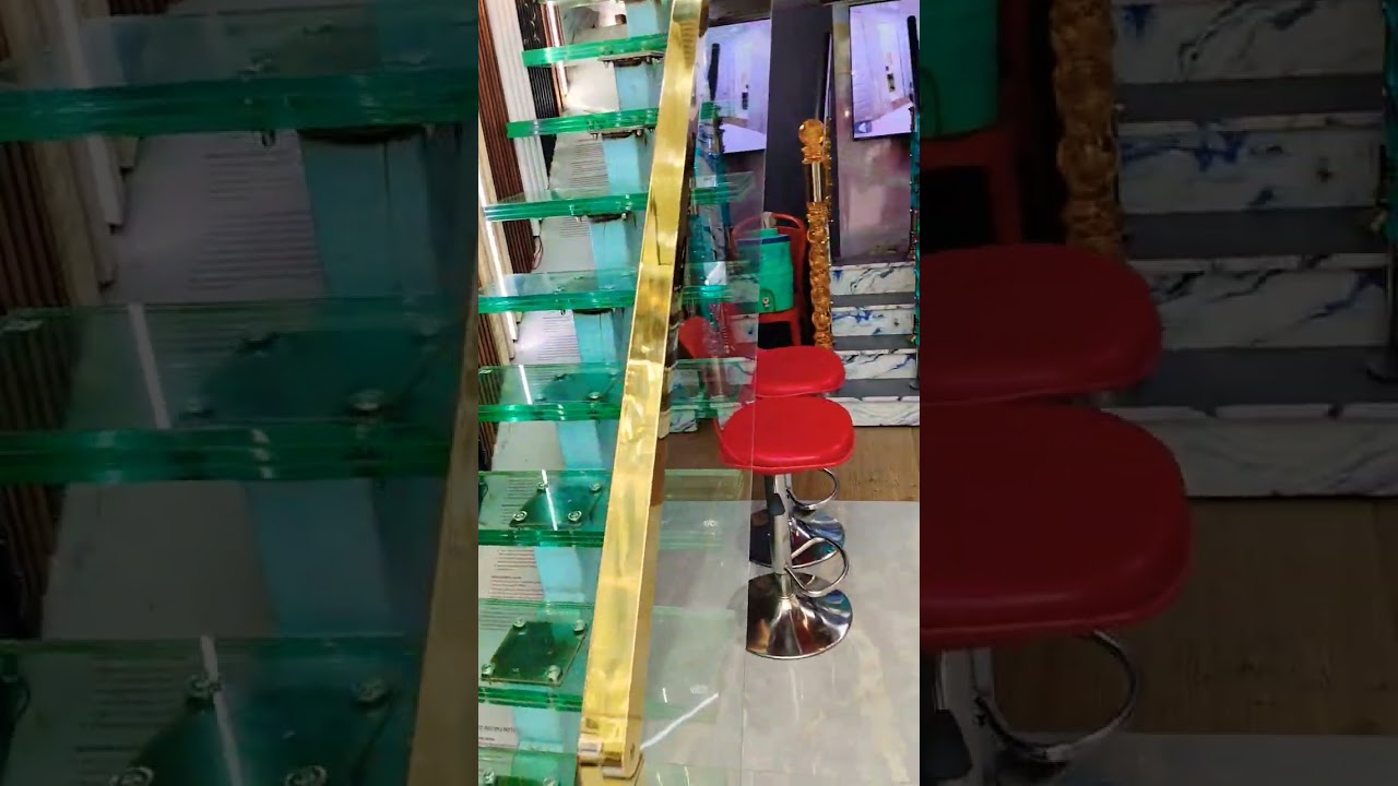 ss railing rose gold glass railing with glass steps