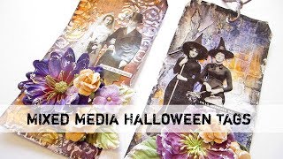 Halloween Tags with Tim Holtz Idea-ology Joggles Watercolor Tags Marabu Graphix Aquapens