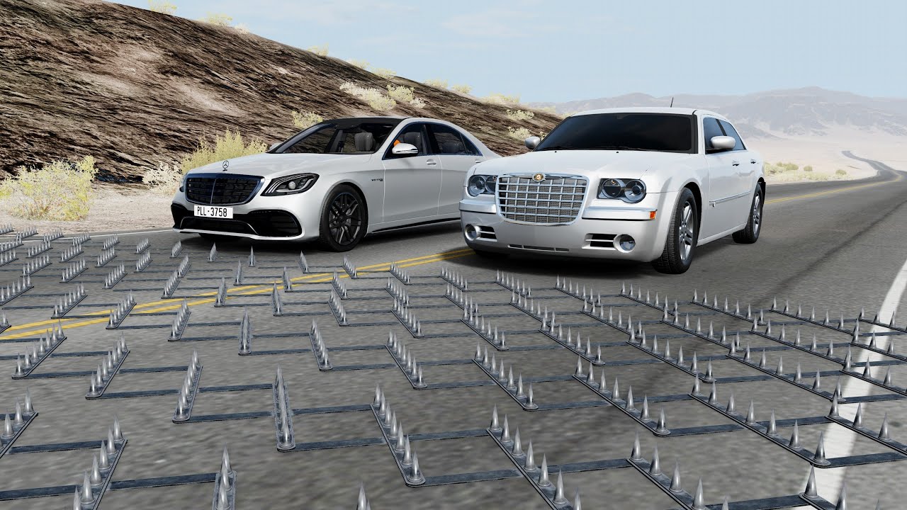 محاكي الحوادث BeamNG.drive | تحدي السيارات ضد الشوك 🚗🚧 (87#)