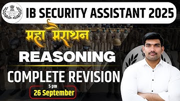 IB Security Assistant 2025 | Reasoning Maha Marathon Complete Revision By Robin Sir | IB SA 2025