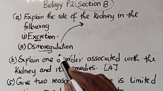 Biology P2 Section B || Role in Kidney Excretion and Osmoregulation 